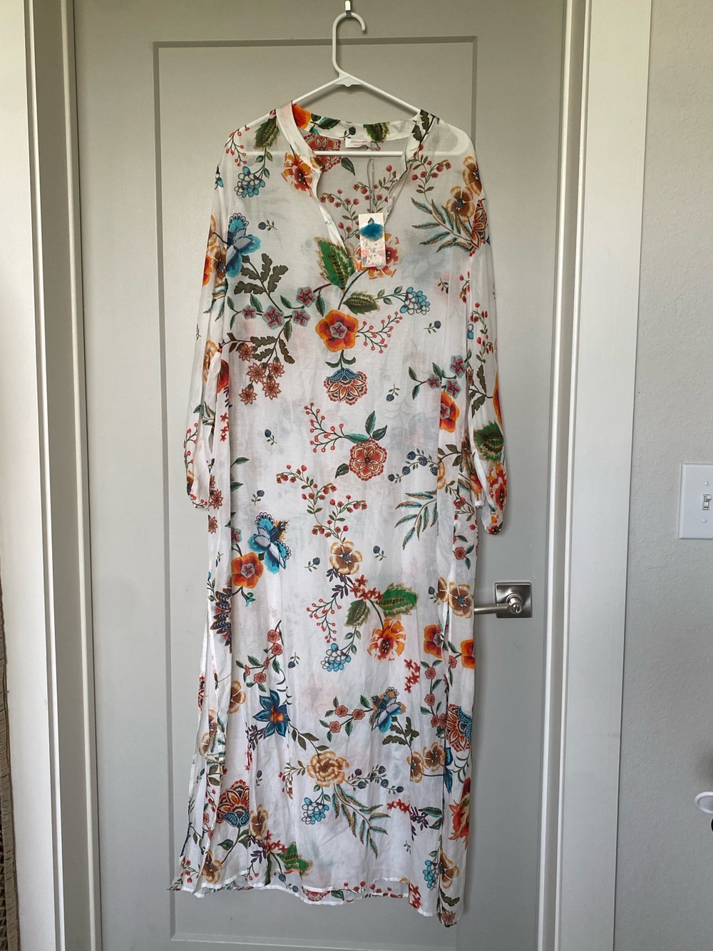 NWT JOHNNY WAS Ardella Puff Sleeve Maxi Dress silk cotton size XXL - Picture 4 of 10